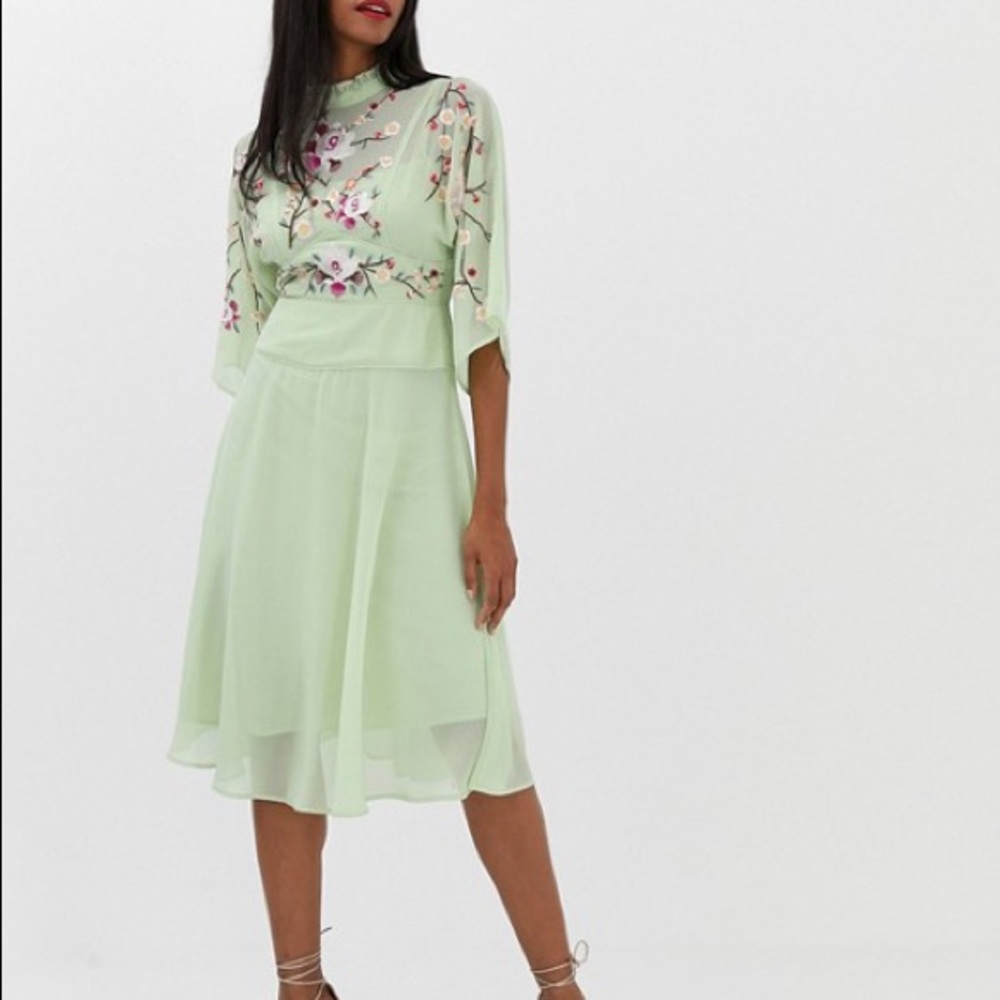ASOS design embroidered 70s midi dress